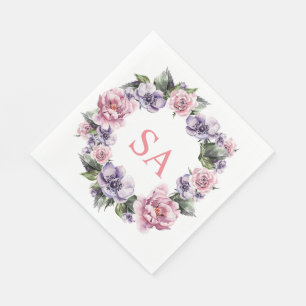 Monogramed Garland of Flowers Paper Napkin Servetten