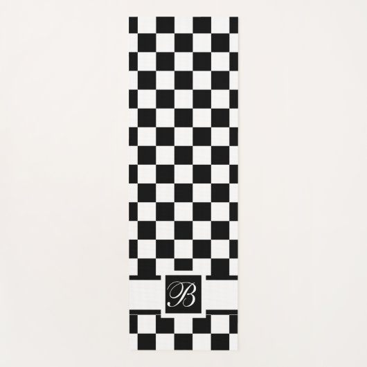 Monogramed geruit in zwart-wit yoga mat (Voorkant)