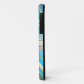 Monogramed Gold Blue Zebra Print Pattern Case-Mate iPhone Case (Achterkant/links)