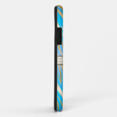 Monogramed Gold Blue Zebra Print Pattern Case-Mate iPhone Case (Achterkant/rechts)
