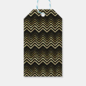 Monogramed Gold Glitter & Zigzag Chevron Pattern Cadeaulabel (Voorkant)