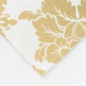 Monogramed Goud & Wit Bloemen Damast Fleece Deken (Hoek)