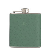 Monogramed Green Ostrich Leather Check Flask Heupfles (Voorkant)