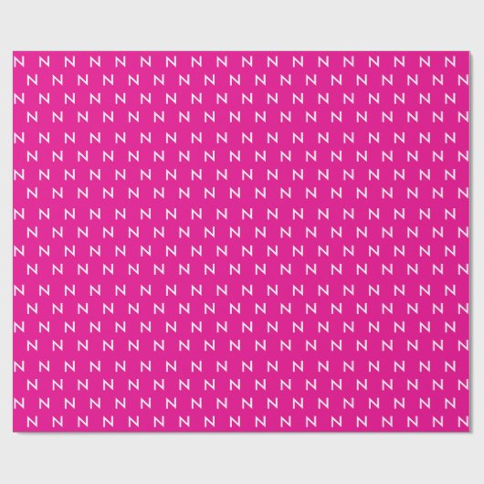 Monogramed Initiaal Pattern Bold Pink Cadeaupapier (Vlak)