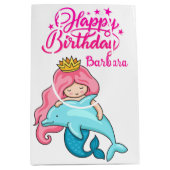 Monogramed kleine zeemeermin met dolfijn medium cadeauzakje (Voorkant)