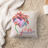 Monogramed Kleurrijke Hand Getrokken Bloem Kussen (Deken)