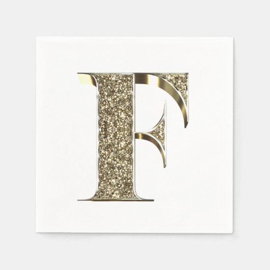 Monogramed Letter Initiaal F Gold Sparkles Elegant Servetten (Voorkant)