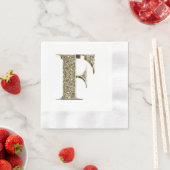 Monogramed Letter Initiaal F Gold Sparkles Elegant Servetten (Insitu)