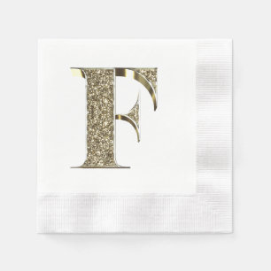 Monogramed Letter Initiaal F Gold Sparkles Elegant Servetten
