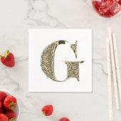 Monogramed Letter Initiaal G Gold Sparkles Elegant Servetten (Insitu)