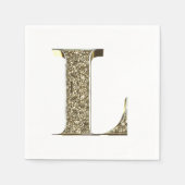 Monogramed Letter Initiaal L Gold Sparkles Elegant Servetten (Voorkant)