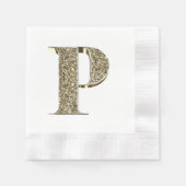 Monogramed Letter Initiaal P Gold Sparkles Elegant Servet (Voorkant)