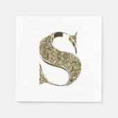Monogramed Letter Initiaal S Gold Sparkles Elegant Servet (Voorkant)