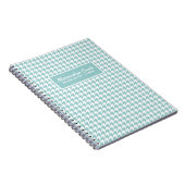 Monogramed Light Blue & White Houndstooth Pattern Notitieboek (Rechterzijde)