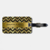 Monogramed Metallic Goud Zigzag Chevron Patroon Bagagelabel (Achterkant horizontaal)