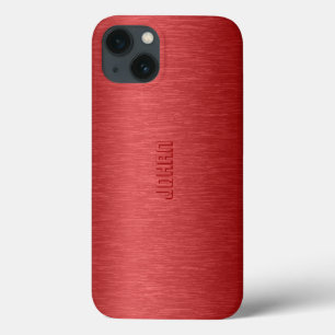 Monogramed Metallic Red Pensed Aluminium Kijk iPhone 13 Hoesje