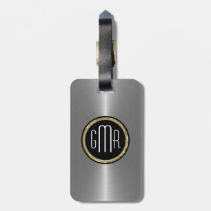 Monogramed Metallic Zilver Roestvrij Staal Kijk 2 Bagagelabel