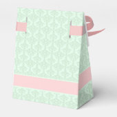 Monogramed Mint-Green Bloemen Damasks 2 Bedankdoosjes (Achterkant)