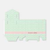 Monogramed Mint-Green Bloemen Damasks 2 Bedankdoosjes (Uitgevouwen)