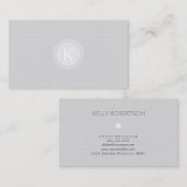 Monogramed Modern Linen Texture Kijk Event Design Visitekaartje (Voorkant / Achterkant)