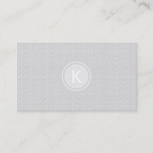 Monogramed Modern Linen Texture Kijk Event Design Visitekaartje (Voorkant)