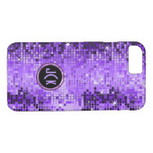 Monogramed Paars Disco-Ball Glitter Case-Mate iPhone Case (Achterkant (Horizontaal))