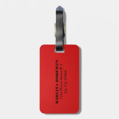Monogramed rood leder look bagagelabel (Achterkant verticaal)