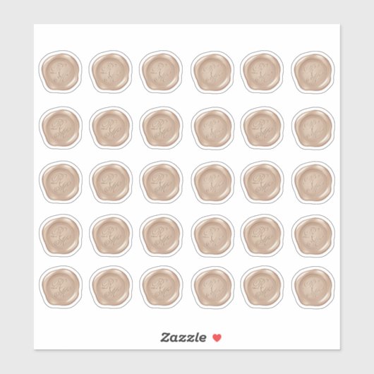 Monogramed Roos Gold Faux Wax Seals Sticker (Vel)