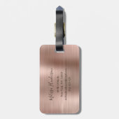 Monogramed Roos Gold Glitter Drip Brushed Metal Bagagelabel (Achterkant verticaal)