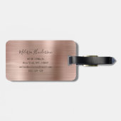 Monogramed Roos Gold Glitter Drip Brushed Metal Bagagelabel (Achterkant horizontaal)