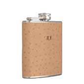 Monogramed Tan Ostrich Leather Check Flask Heupfles (Rechts)