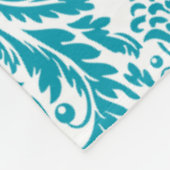Monogramed Turquoise & Witte Bloemen Damasks Fleece Deken (Hoek)