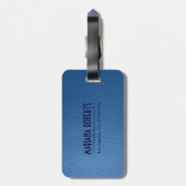 Monogramed versleten blauw leder look bagagelabel (Achterkant verticaal)