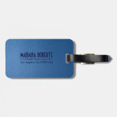 Monogramed versleten blauw leder look bagagelabel (Achterkant horizontaal)