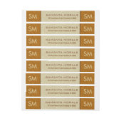 Monogramed Vet Modern Beige & Bruine Damasks Omwikkelbaar Adreslabel (Vel)