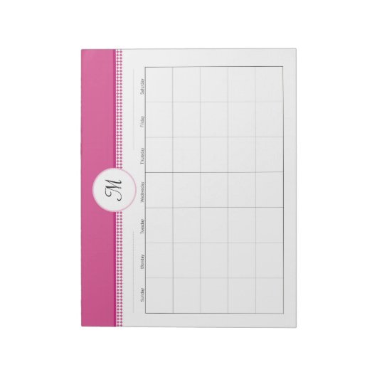 Monogramed Weekly Planner 40 pg 11 x 8,5 Notitieblok (Gedraaid)