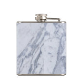 Monogramed White Marble Stone Pattern & Silver Heupfles (Achterkant)