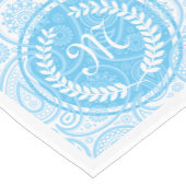 Monogramed Wit & Blauw Paisley & Krans Korte Tafelloper (Hoek)