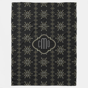 Monogramed Zwart & Glitter Kerstmis Sneeuwvlokken Fleece Deken