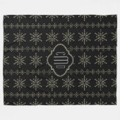 Monogramed Zwart & Glitter Kerstmis Sneeuwvlokken Fleece Deken (Voorkant (Horizontaal))
