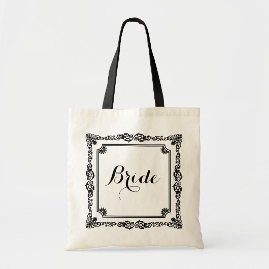Monogramed zwart-wit  Lijst Tote Bag (Voorkant)