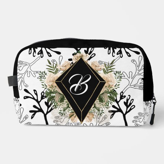Monogramed zwarte diamant toilettasje (Voorkant)