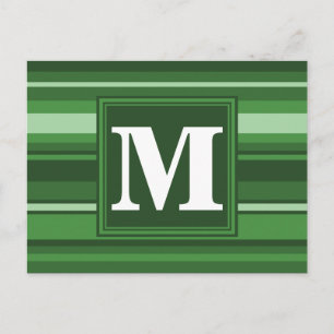 Monogramgroene strepen briefkaart