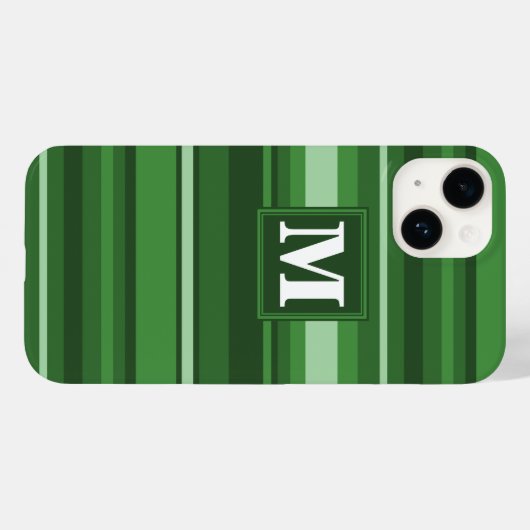Monogramgroene strepen Case-Mate iPhone case (Achterkant (horizontaal))