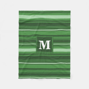 Monogramgroene strepen fleece deken