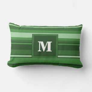 Monogramgroene strepen kussen