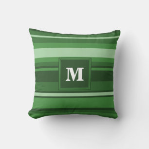 Monogramgroene strepen kussen