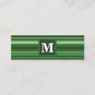 Monogramgroene strepen mini visitekaartje