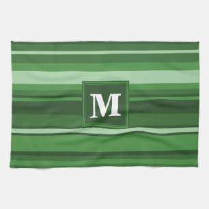 Monogramgroene strepen theedoek