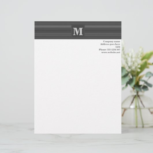 Monogramhoutskool strepen briefhoofd ontwerp (Staand voorkant)